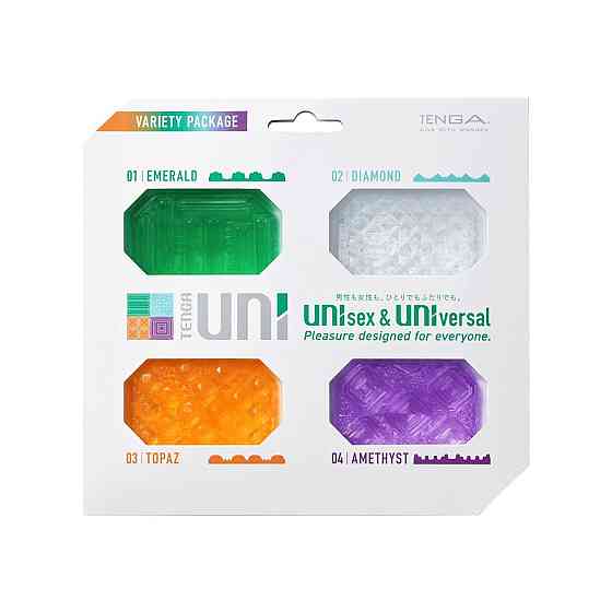 Набір унісекс-стимуляторів Tenga UNI Variety Pack (4 шт), лубрикант у комплекті Sex Aura Київ