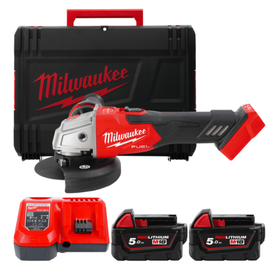 Шлифмашина угловая - болгарка аккумуляторная бесщеточная MILWAUKEE, M18 FSAG125XB-502X, 1200Вт, диаметр 125мм (зарядное устройство M12 Одесса