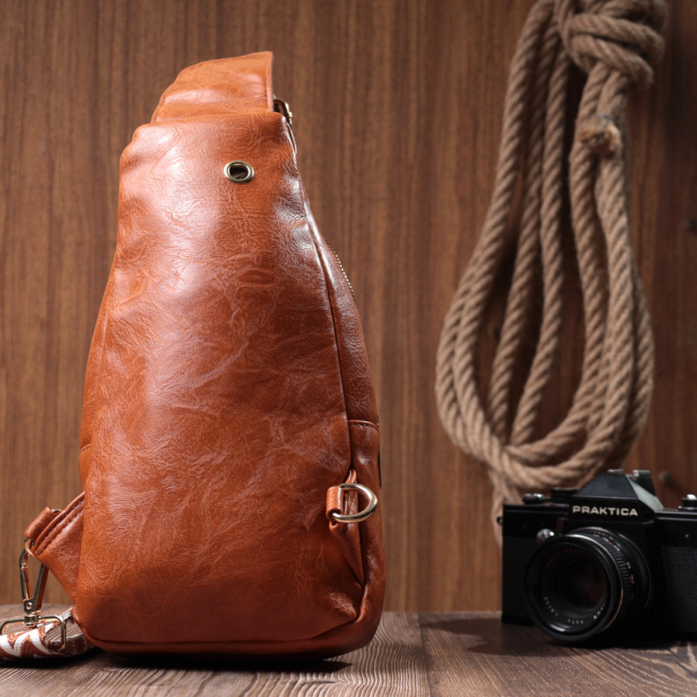 Стильна жіноча слінг сумка через плече з екошкіри Vintage 22751 Рудий Київ - фото 10