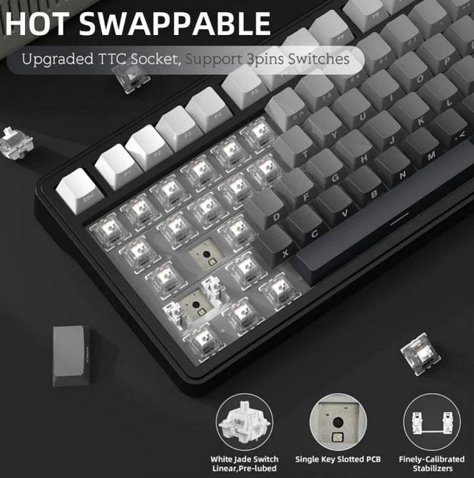 Механічна клавіатура Attack Shark X85 (Чорно-білий градієнт) Київ - фото 2