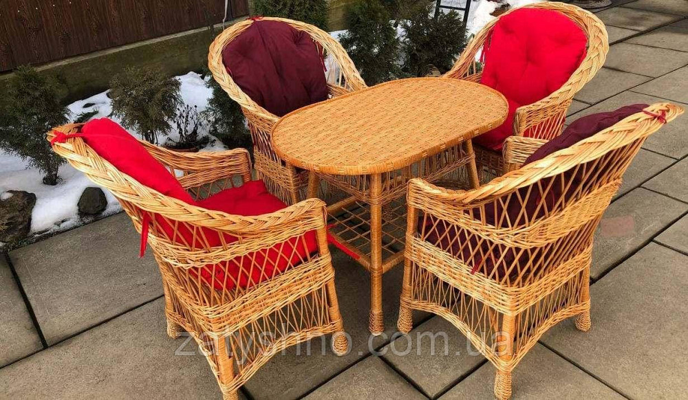 Меблі з лози з червоними накидками Київ - фото 5