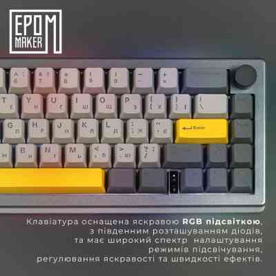 Клавіатура Epomaker EK68 65 Budgerigar V2 Switch Hot-Swap RGB Wireless/Bluetooth/USB UA Black (EK68-B-BV2) Вінниця
