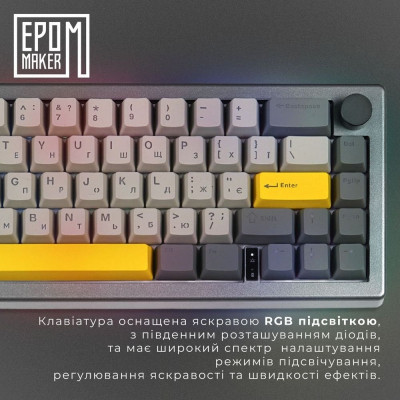 Клавиатура Epomaker EK68 65 Budgerigar V2 Switch Hot-Swap RGB Wireless/Bluetooth/USB UA Black (EK68-B-BV2) Винница - изображение 5