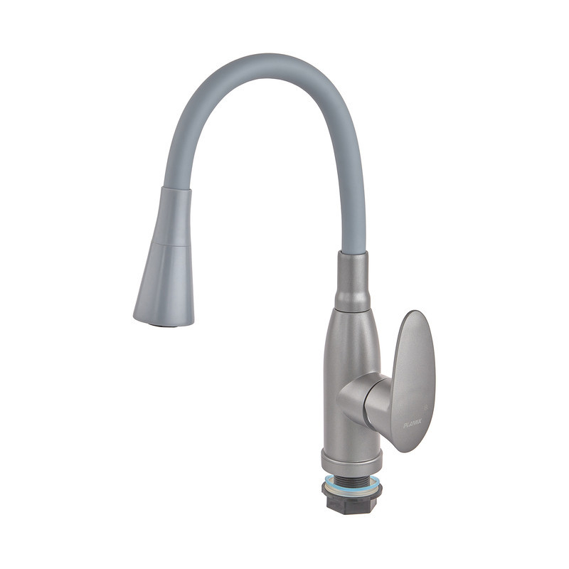 Змішувач для кухні PLAMIX CEZAR-011-B SET GRAPHITE REFL.GRAY із силіконовим виливом та підводкою (PM0720) Харків - фото 3
