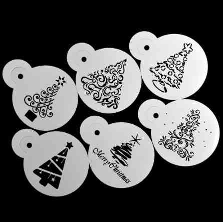 Новорічні трафарети Ялинки 6 штук 11 см сірий Київ