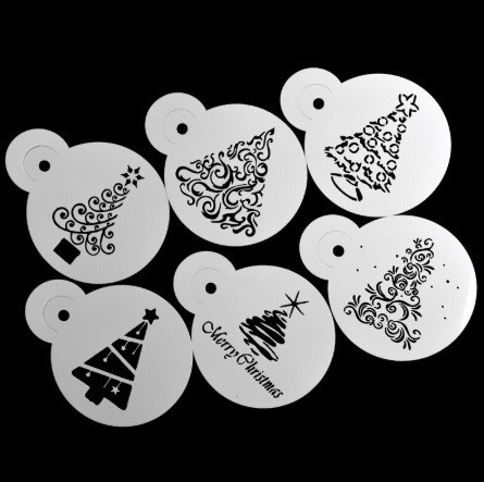 Новорічні трафарети Ялинки 6 штук 11 см сірий Київ - фото 1