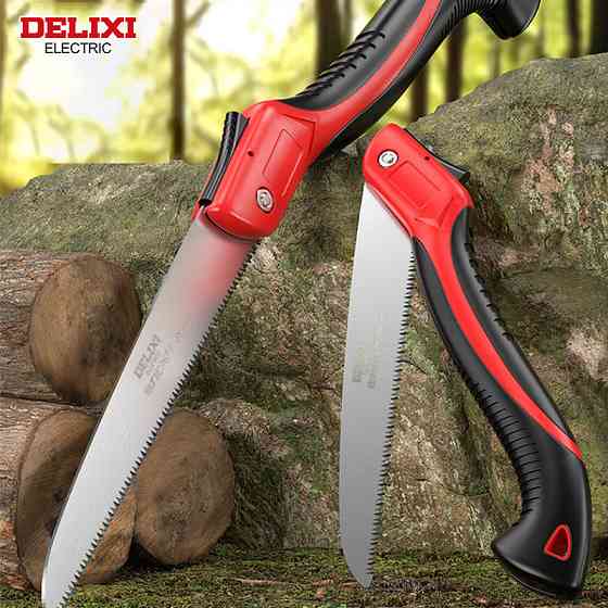 Ручная складная пила 350 мм DELIXE из прочной стали 70 см красно-черный Киев