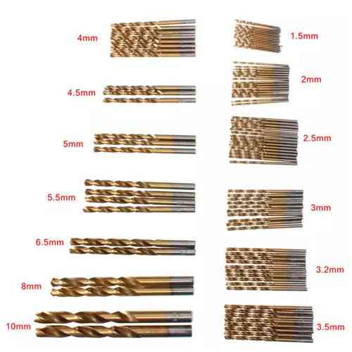 Набор сверл 99 шт спиральные HSS с титановым покрытием, 1.5–10 мм, для дерева, пластика, алюминия Киев