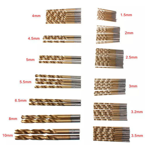 Набор сверл 99 шт спиральные HSS с титановым покрытием, 1.5–10 мм, для дерева, пластика, алюминия Киев - изображение 4