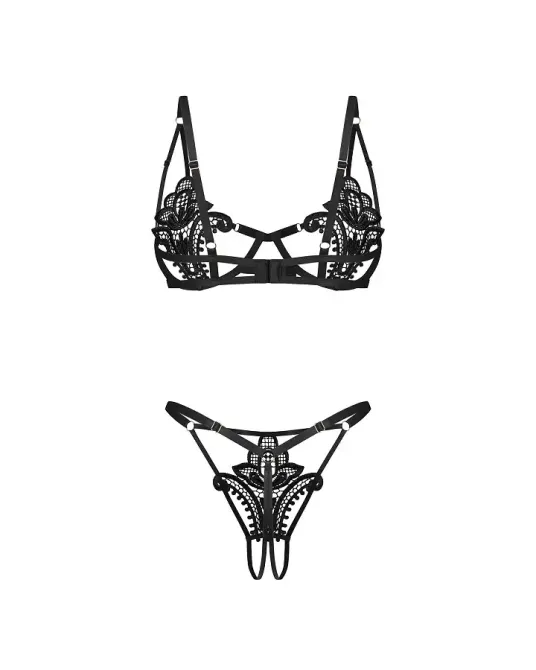 Комплект Obsessive Luise Sublim Black 2-pcs crotchless set S/M Львов - изображение 6
