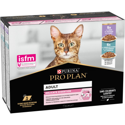 Вологий корм для кішок Purina Pro Plan Delicate Digestion Мультипак індичка та океанічна риба 10 х 85 г (8445290855817) Вінниця - фото 10