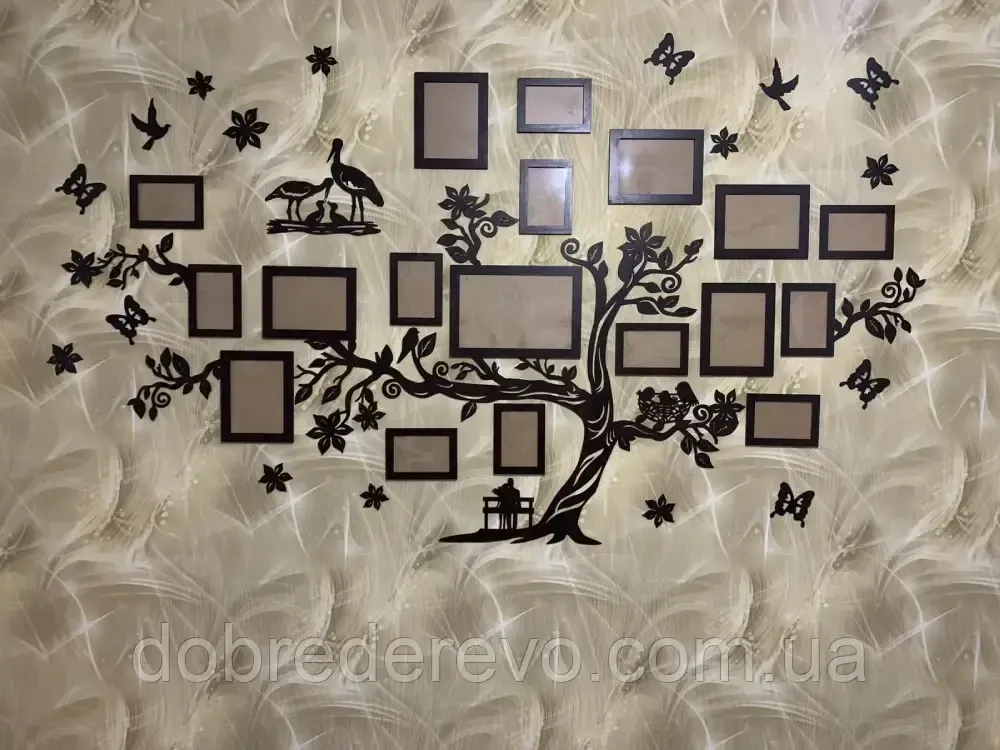 Сімейне дерево Storks на 13 фото рамок, родинне дерево на стіну з фото рамками Лелеки 2 Вижниця - фото 3