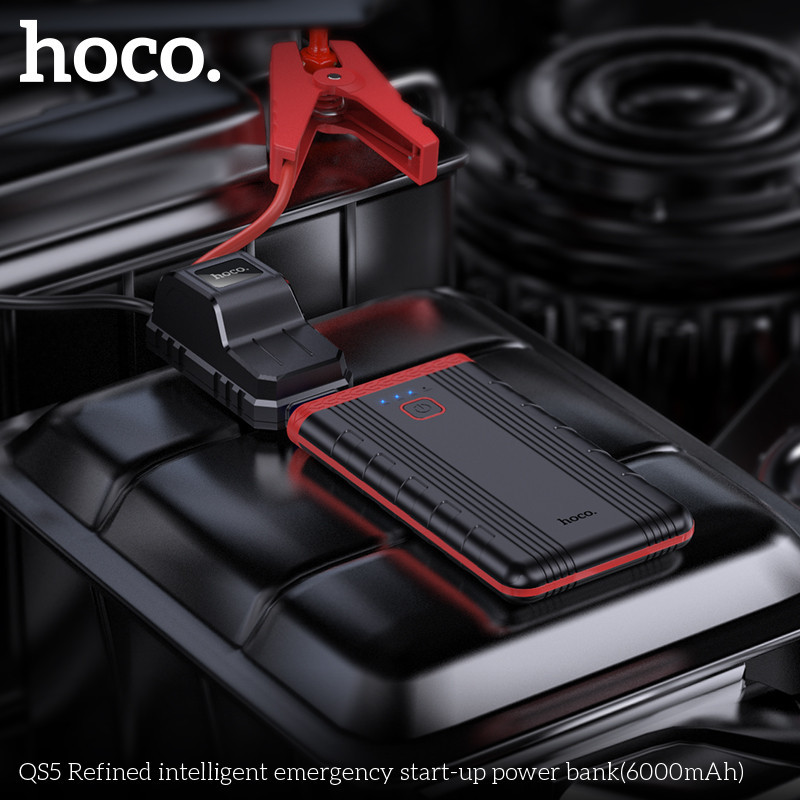 Автомобільний пуско-зарядний пристрій HOCO QS5 Refined intelligent emergency start-up power bank (6000mAh) Black Київ - фото 6