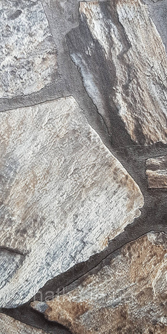 Обои виниловые на флизелине AdaWall Roka 1.06х10 под камень бут структурные черные серые коричневые 23114-3 Киев - изображение 3