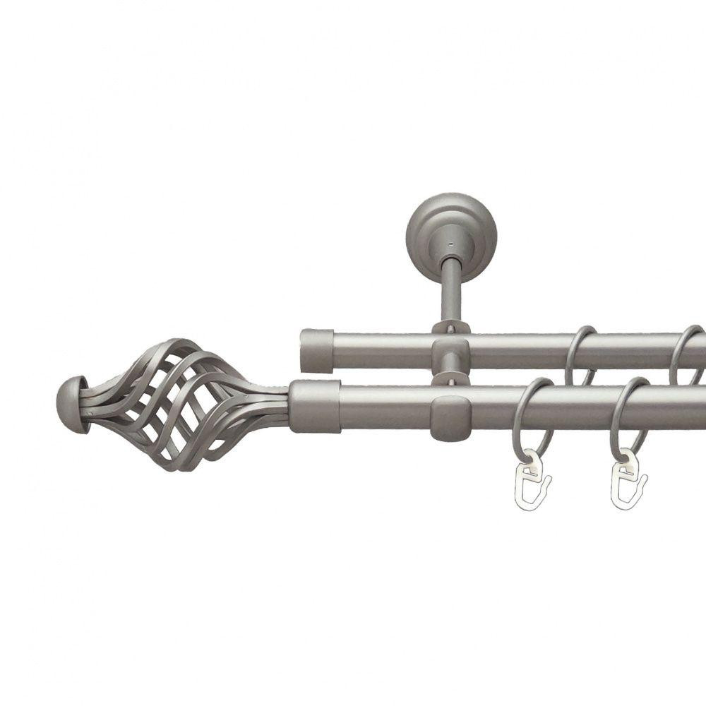 Карниз Orvit Арезо металевий дворядний відкритий гладка труба кільце металеве Сатин 19\16 мм 300 см Львов - изображение 1