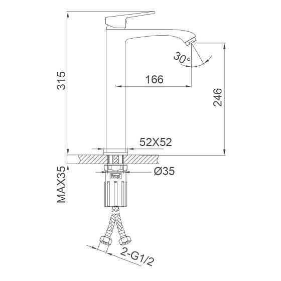 Смеситель для умывальника высокий FRAP F1076-29, графит Киев