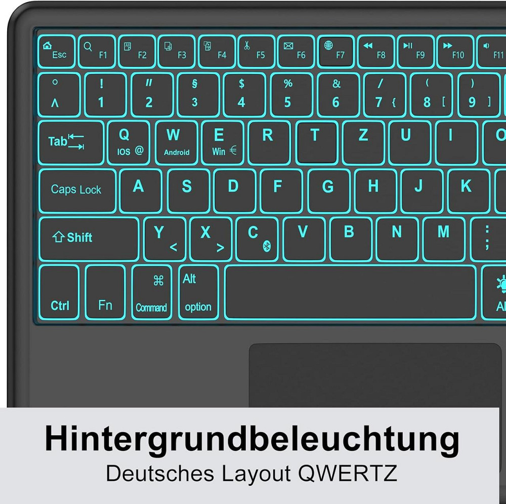 Чохол із знімною Bluetooth клавіатурою та трекпадом для Lenovo Idea Tab Pro 12.7 2025 темно-синій з 7-колірним LED Київ - фото 3