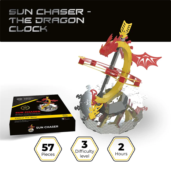 Колекційна модель-конструктор Metal Time Sun Chaser Dragon Stand Clock Сонячний годинник (MT025) Харків - фото 16