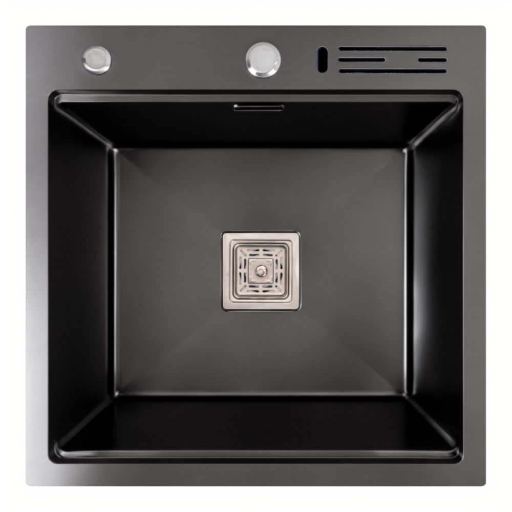 PLATINUM Кухонна мийка 50*50 PVD чорна Platinum Handmade з підставкою для ножів Коломия - фото 1