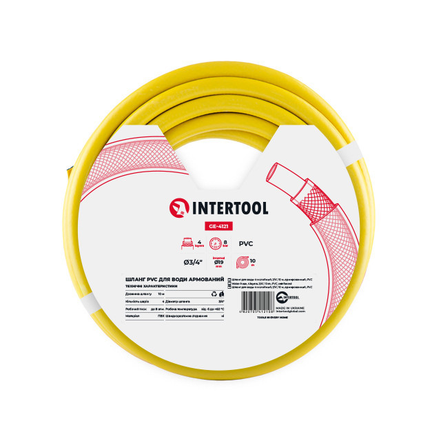Шланг для поливу 3- х шаровий 1/2 ", 10м, армований PVC INTERTOOL GE-4021 Київ - фото 1