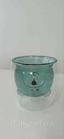 Піала без ручки чашка подвійне скло Olens "Смарагдова Умка" 250 мл смарагдовий зелений Київ