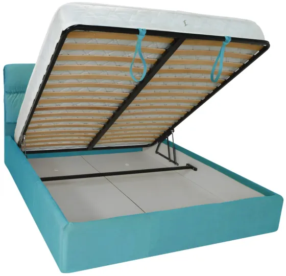 Кровать Двуспальная Oxford VIP 160 х 200 см Missoni 014 С дополнительной металлической цельносварной рамой Голубой Киев