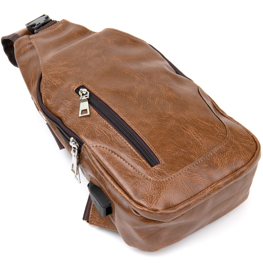 Сумка через плече на два відділення кожзам Світло-коричнева (Vintage) Київ - фото 9