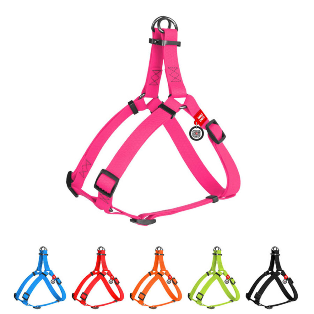 Шлея для собак водостійка WAUDOG Waterproof, з QR паспортом, металева пряжка-фастекс, Ш 15 мм, Дов 40-55 см рожевий Київ - фото 1