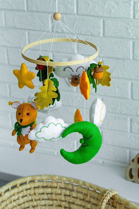 Дитячий музичний мобіль на ліжечко для немовлят WooolyWool «Білочка» з 35 мелодіями Київ - фото 10