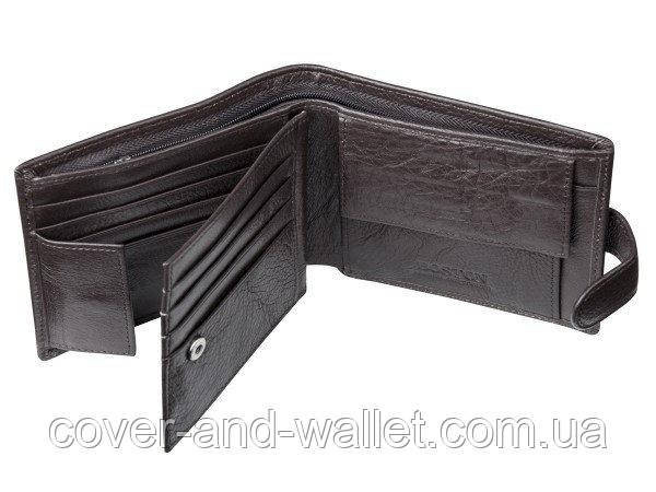 Мужское портмоне из высококачественной кожи коричневого цвета на кнопке Boston Киев - изображение 8