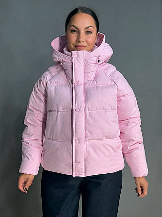 Куртка женская Haiziyuan 8589 средняя длина с капюшоном розовая, розовый, XL Одесса - изображение 1