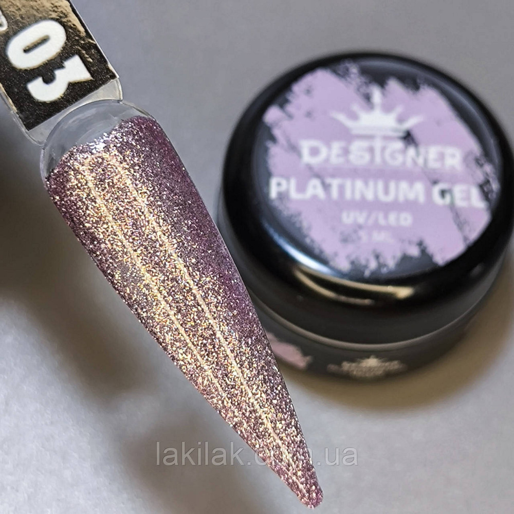 Гель-фарба P03 Designer Platinum Gel з блистками 5мл Херсон - изображение 1