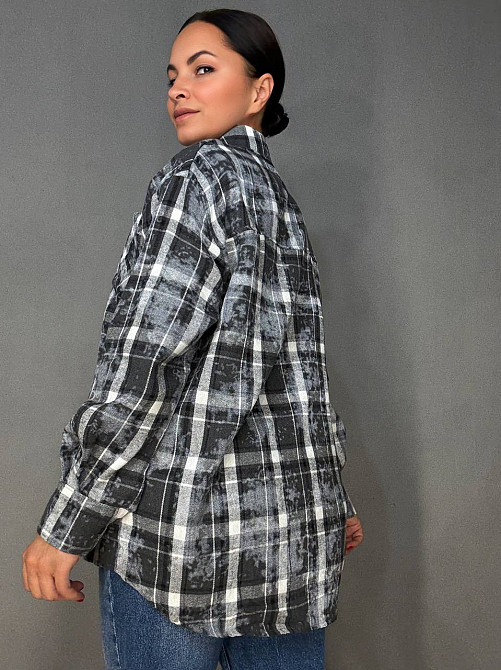 Сорочка жіноча YZY 7765 в клітинку оверсайз широка варена, чорний, one size Київ - фото 15