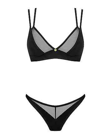 Комплект білизни із вставками із сіточки, Nesari 2-pcs set, чорний, XS/S Sex Aura Київ