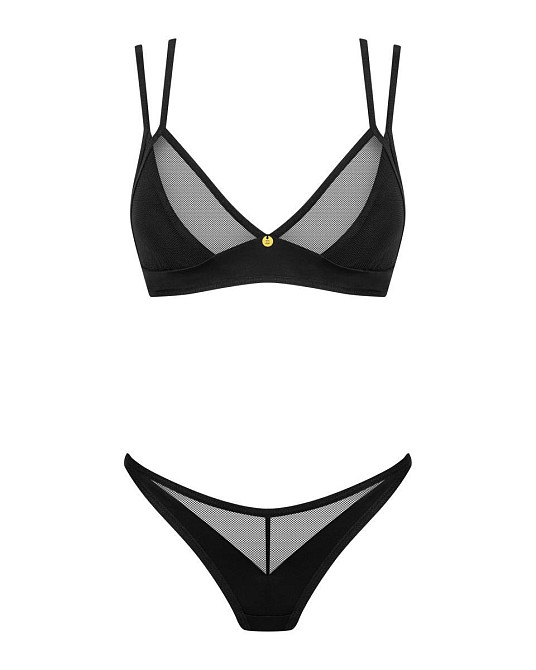 Комплект білизни із вставками із сіточки, Nesari 2-pcs set, чорний, XS/S Sex Aura Київ - фото 3