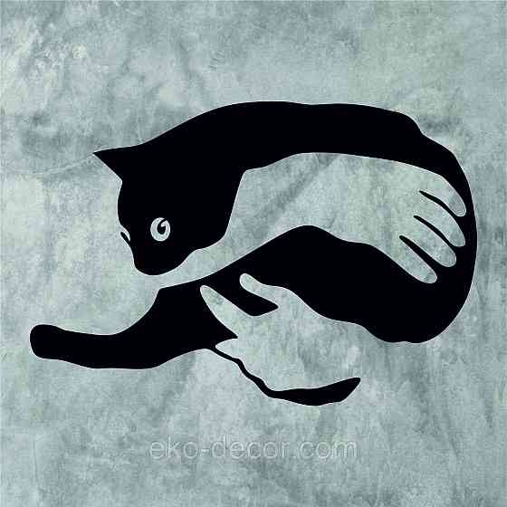 Декоративное настенное Панно  «Кот-руки» Декор на стену 110*74 см, Черный Киев