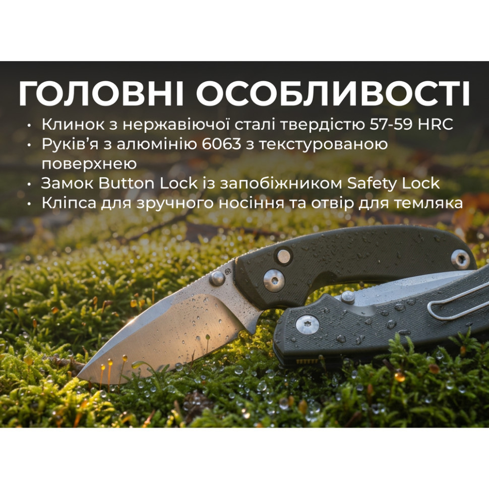 Ніж складаний кишеньковий Ruike P736-AK, (7.5 см) 14C28N / алюміній, сірий Киев - изображение 12