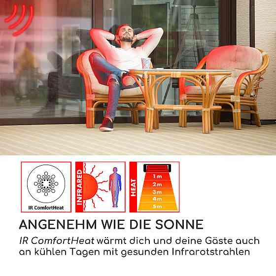 Інфрачервоний нагрівач для патіо Heatbell Wall Smart IPX4 800/1200/2000W Outdoor Black (Німеччина, читати Рівне