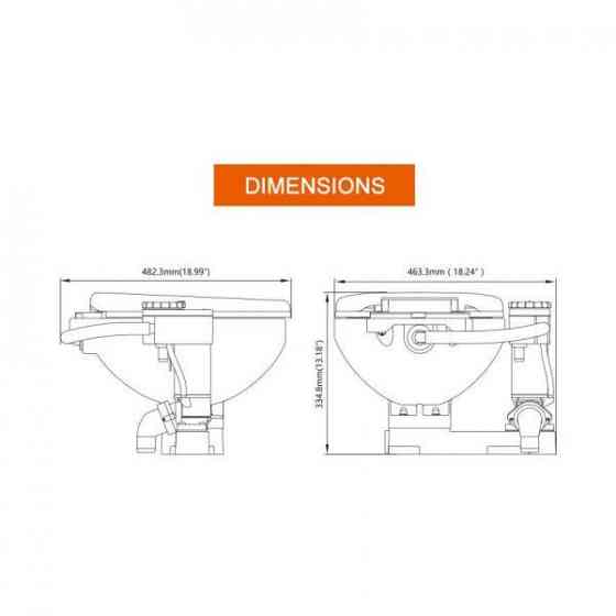 Електричний конверсійний туалет SEAFLO стандартний розмір 12 В SFMTE1-02-R Київ