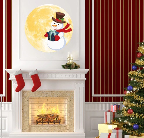 Новогодняя наклейка Луна и снеговик 30 см желтый Киев - изображение 3