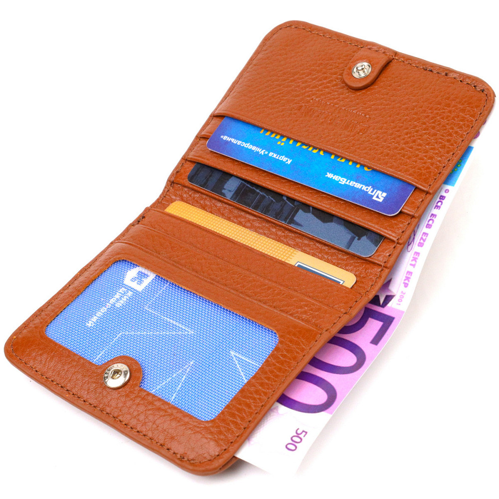 Невеликий жіночий гаманець із натуральної шкіри флотар CANPELLINI 21796 Світло-коричневий Київ - фото 4