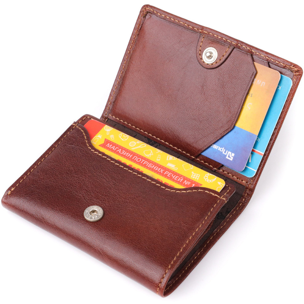 Компактный бумажник для мужчин из глянцевой натуральной кожи Tony Perotti 20900_1 (3810 moro) Коричневый Киев - изображение 7