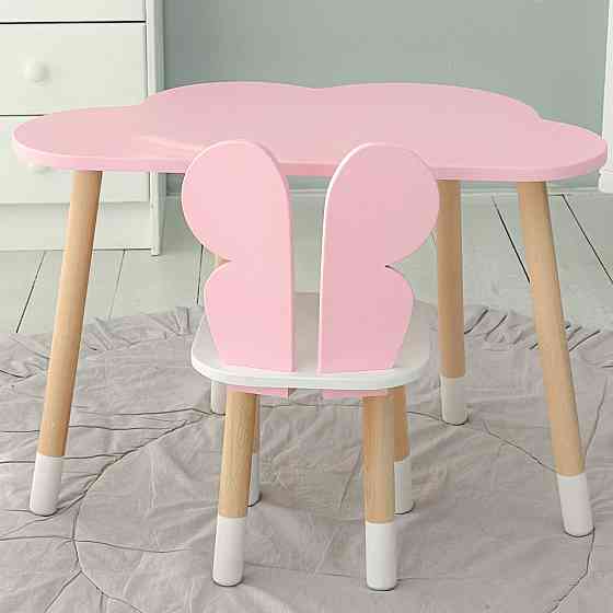 Красивый столик и стульчик для ребенка комплект мебели для учебы и фантазий Стол тучка и стул бабочка Киев