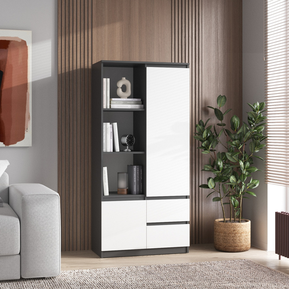 Шафа для книг VAYS R-26, пенал з полицями та шухлядами, ЛДСП, 80×40×170 см - для дому, офісу, вітальні Львів - фото 5