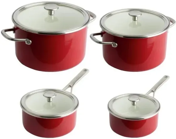 KitchenAid Набір каструль emaliowanych 8 elementów czerwone Київ