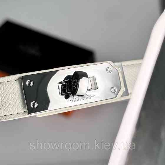 Тонкий білий жіночий ремінь зі шкіри (280-1) Київ