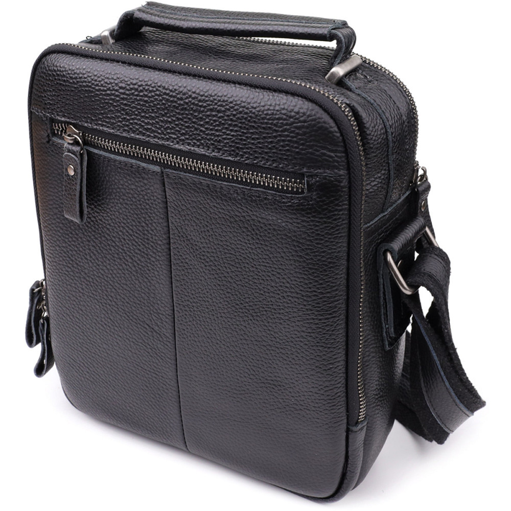 Ділова чоловіча сумка з ручкою для перенесення в руці з натуральної шкіри Vintage 23034 Чорний Київ - фото 2