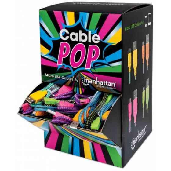 Кабель USB AM-micro BM, 0.5 м, кольорове обплетення, Box (60 шт) Manhattan (394178) Київ