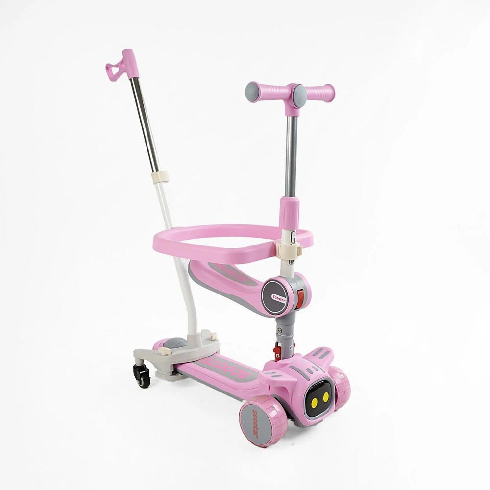 Самокат 5в1 Skyper колеса PU 125х40мм зі світлом платформа з підсвічуванням звук бампер Рожевий (TY-1061) Чернігів - фото 1