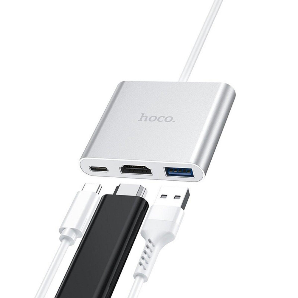 Хаб адаптер перехідник HOCO HB14 Easy use Type-C, колір сірий 6931474725790 Одеса - фото 6